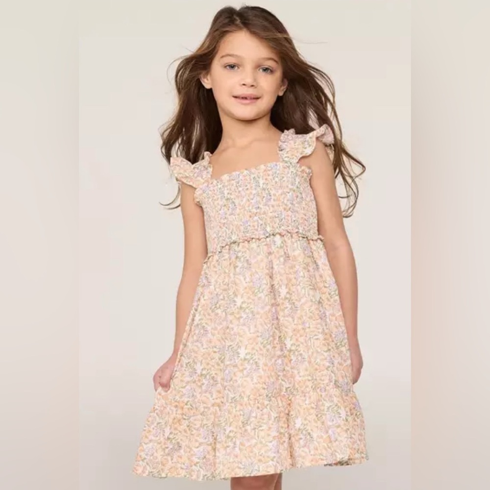 Janie and Jack Floral Smocked Dress - Orange and Green
